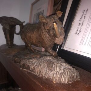 Beautiful Bronze Sculptures Rhino and Elephant